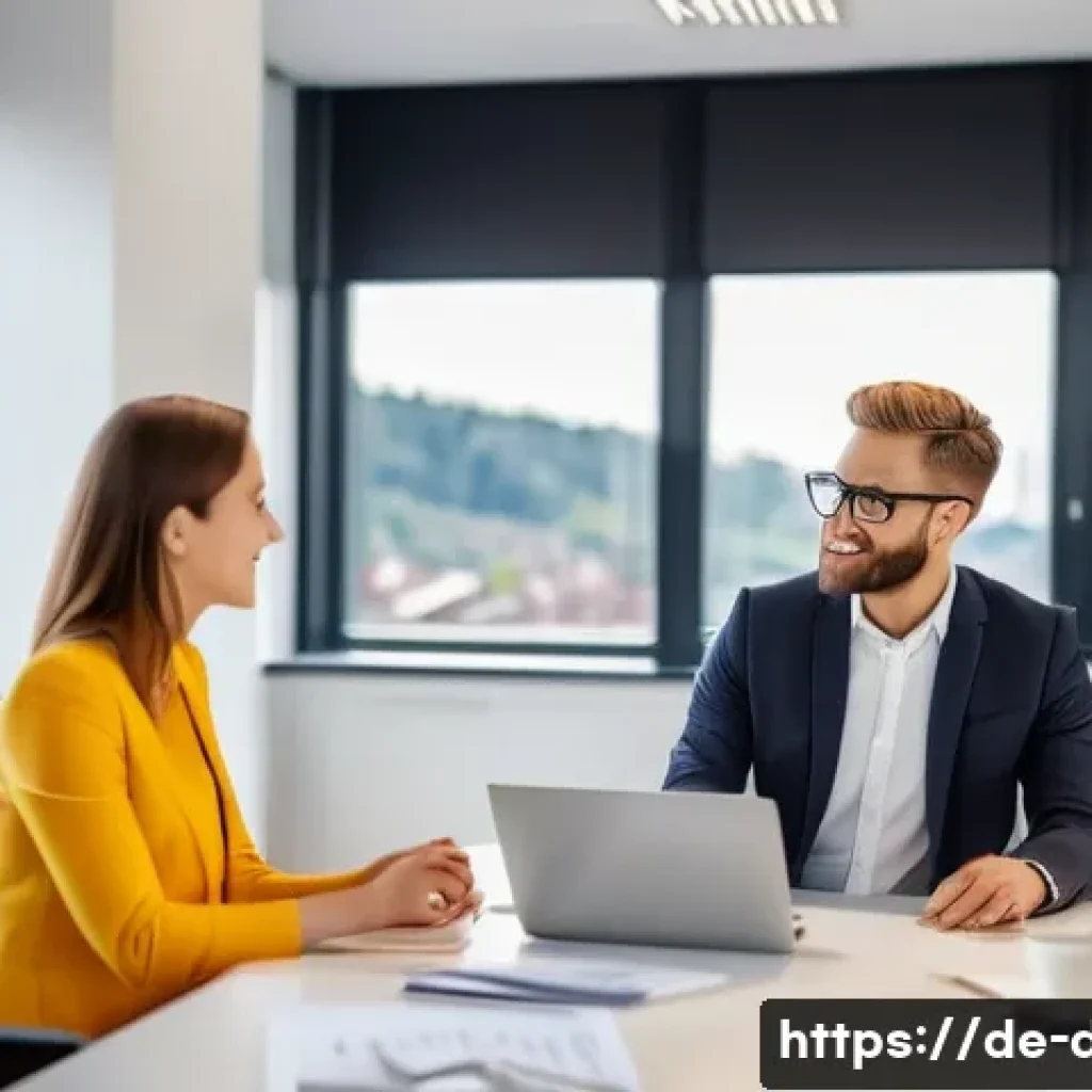 유통관리사 자격증의 단점과 한계 - A professional sales manager in a modern German office environment, wearing business attire and inte...