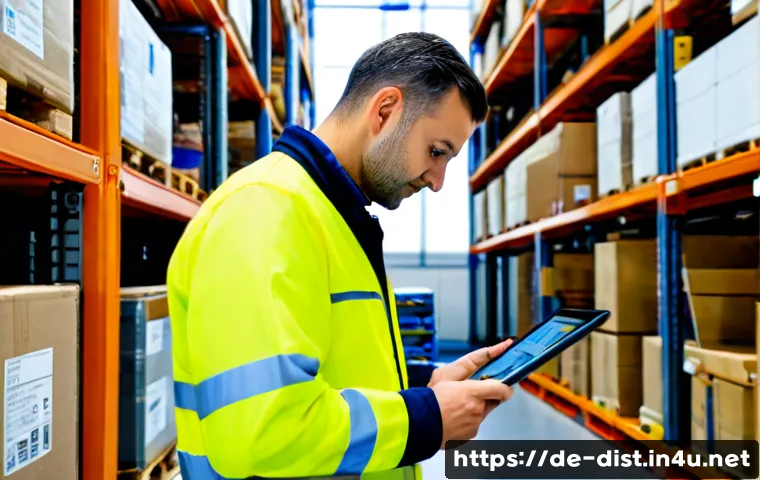 유통관리사와 연계 가능한 직무 트렌드 - Photorealistic modern German distribution center, a logistics coordinator in smart casual workwear r...